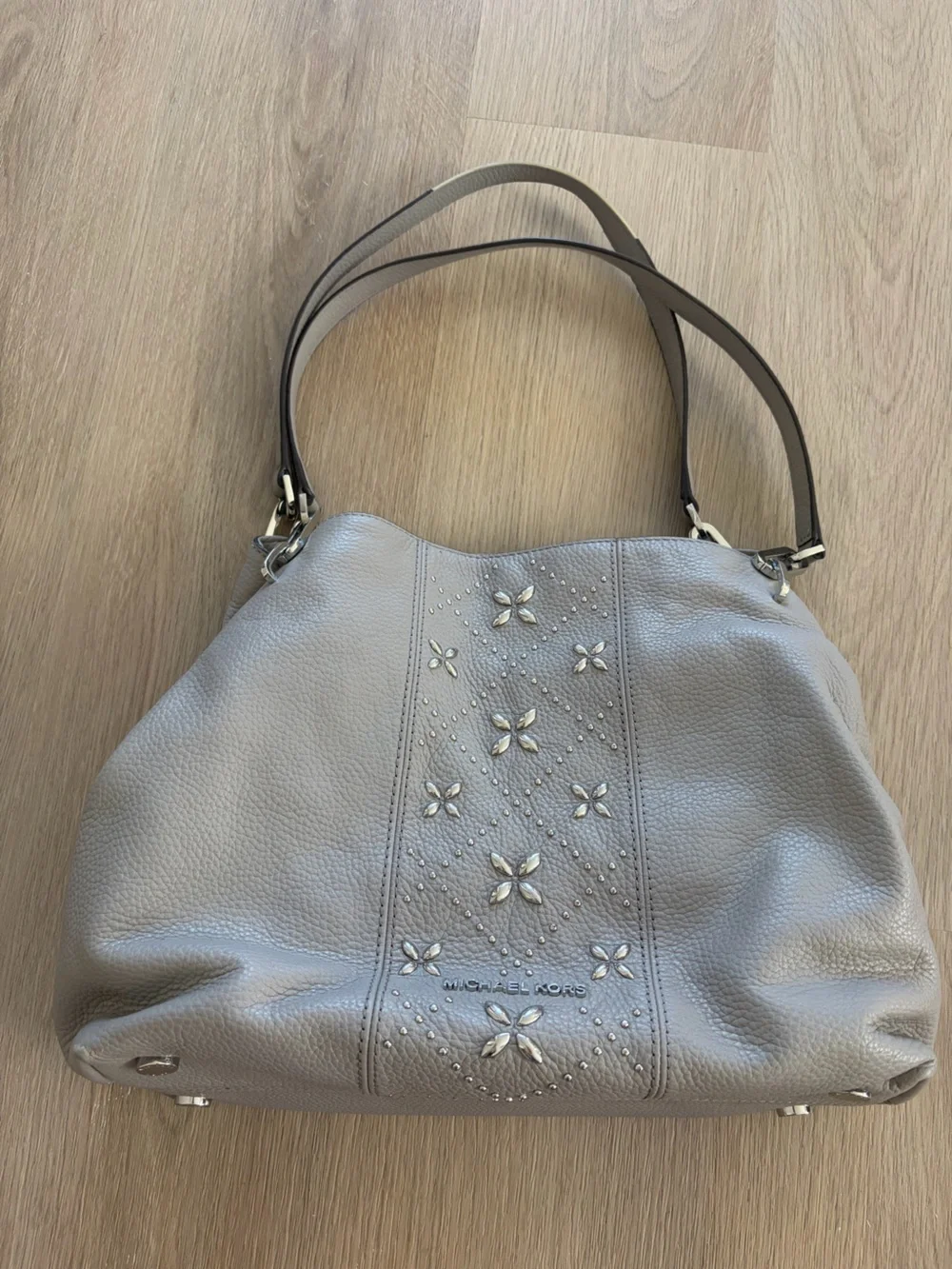Michael Kors Gray Floral Embellished Shoulder Bag